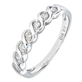 0.1ct Round Diamond Bezel Set 7-Stone Eternity Ring in UK Hallmarked 9ct White Gold